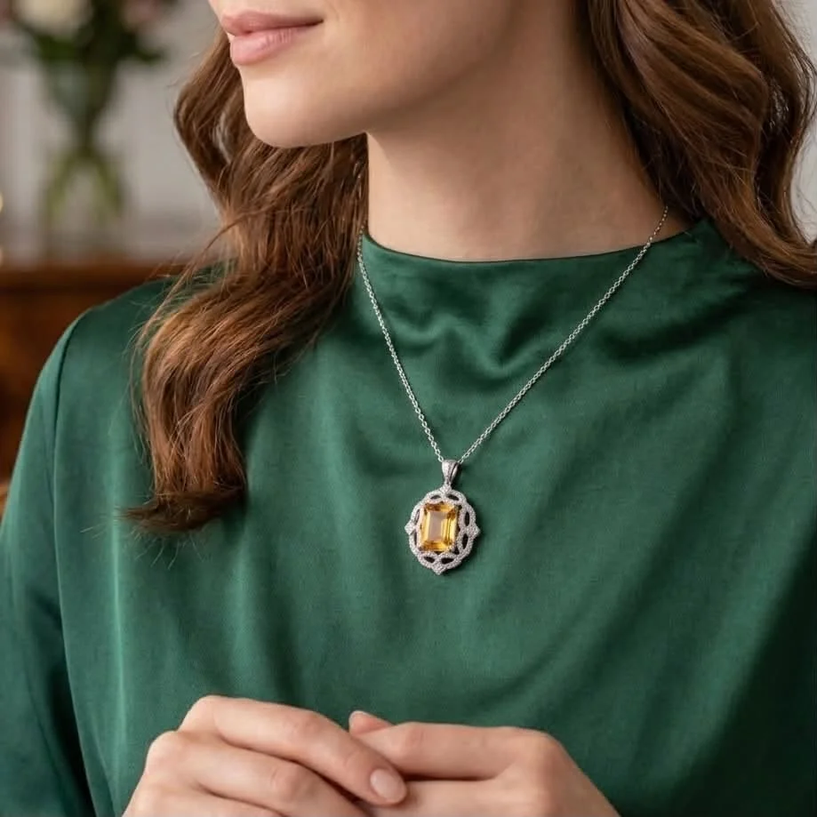 AMBER GÜNEŞİ SİTRİN TAŞ KOLYE